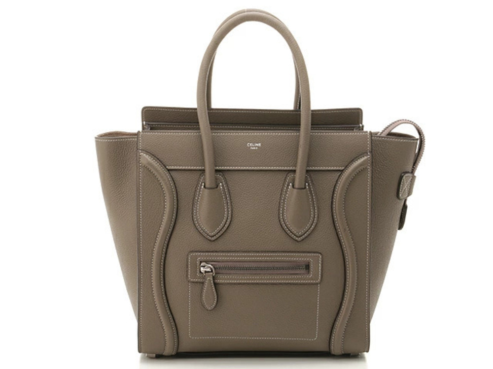 Celine Luggage Tote Shopper Tote Bag Gray Leather